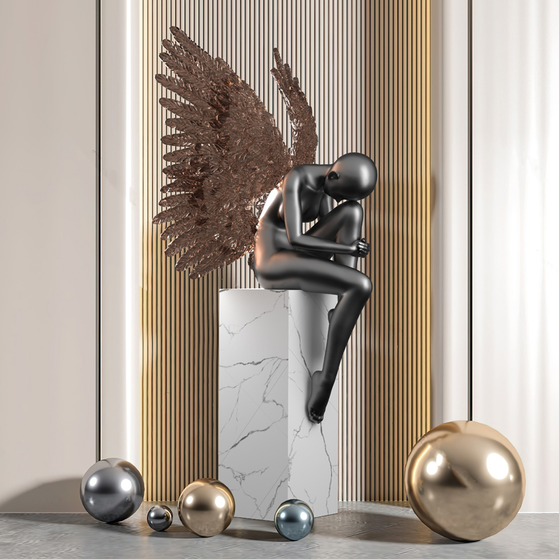 Modern Creative Sculpture Ornaments, Floor-Standing Angel Figures, Hotel Lobby Art, Model House Living Room Ornaments Modern Creative Sculpture Ornaments, Floor-Standing Angel Figures, Hotel Lobby Art, Model House Living Room Ornaments