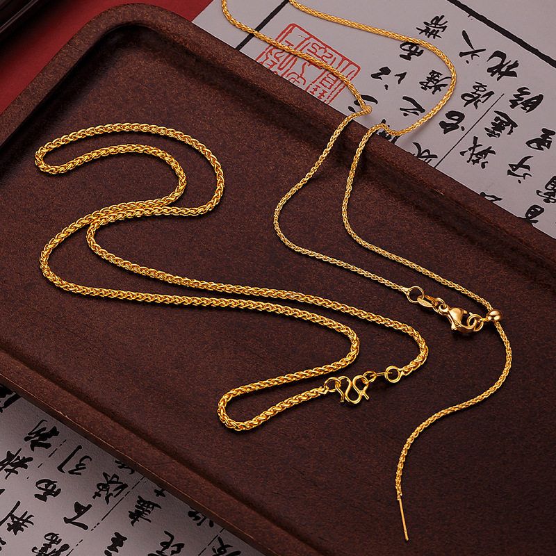 Weixue's Same Style Chopard Necklace for Women, Vietnamese Sand Gold Imitation Gold, Light Luxury, High-End Sweater Collarbone Chain Accessory