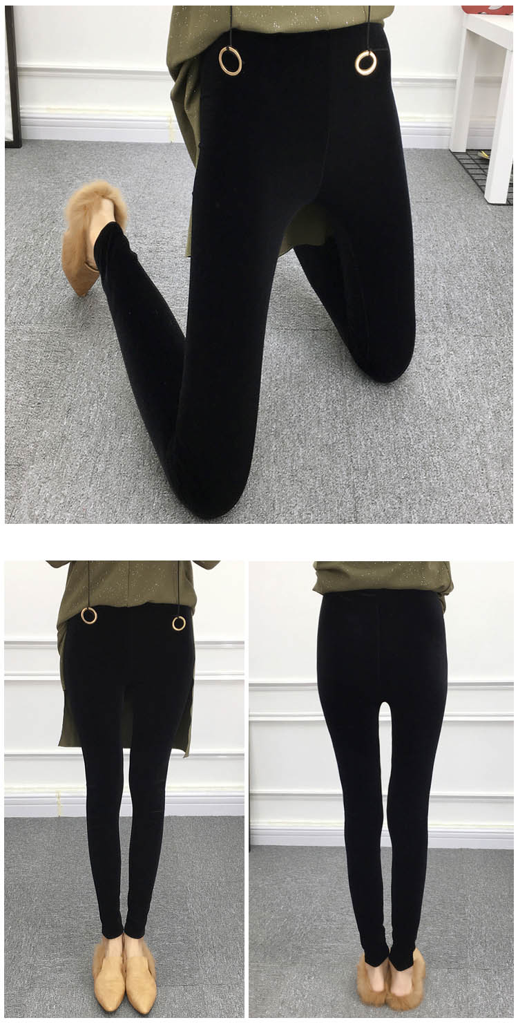 Phiên bản Hàn Quốc của quần legging nhung vàng xuân hè 2018 cho phụ nữ mặc chân thun co giãn retro bút chì chín phần mỏng quần ống rộng nữ