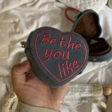 Джинсовая коробочка для хранения в форме сердца, портативное кольцо, серьги, ювелирное украшение для путешествий, сумка-органайзер, небольшая сумка, подарок на день рождения