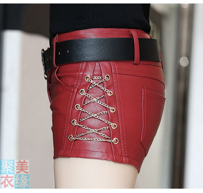 2018 phụ nữ mới pu quần short da eo ngắn eo thấp bó sát bên ngoài mặc quần short mùa xuân và mùa hè quần thắt lưng quần dài quần short vải nữ hàn quốc