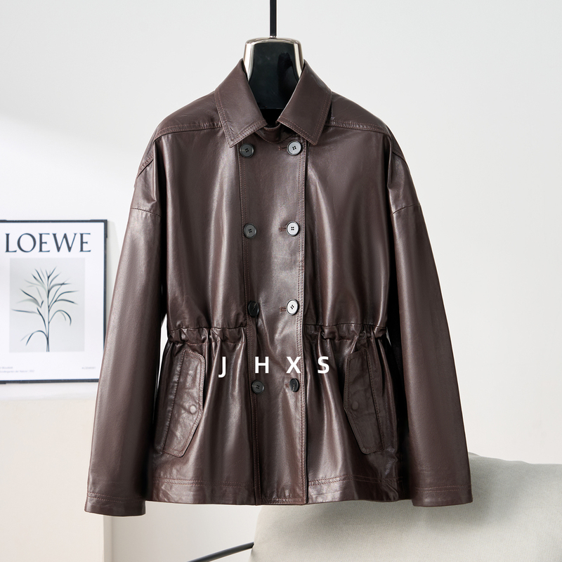 Imported from Turkey, Ultra-Thin Sheepskin, 2026 Autumn New Genuine Leather Jacket for Women, Waist-Cinching Leather Trench Coat