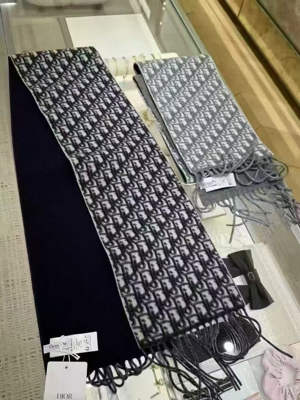 Dior's New Narrow Cashmere Scarf with Classic Logo Print