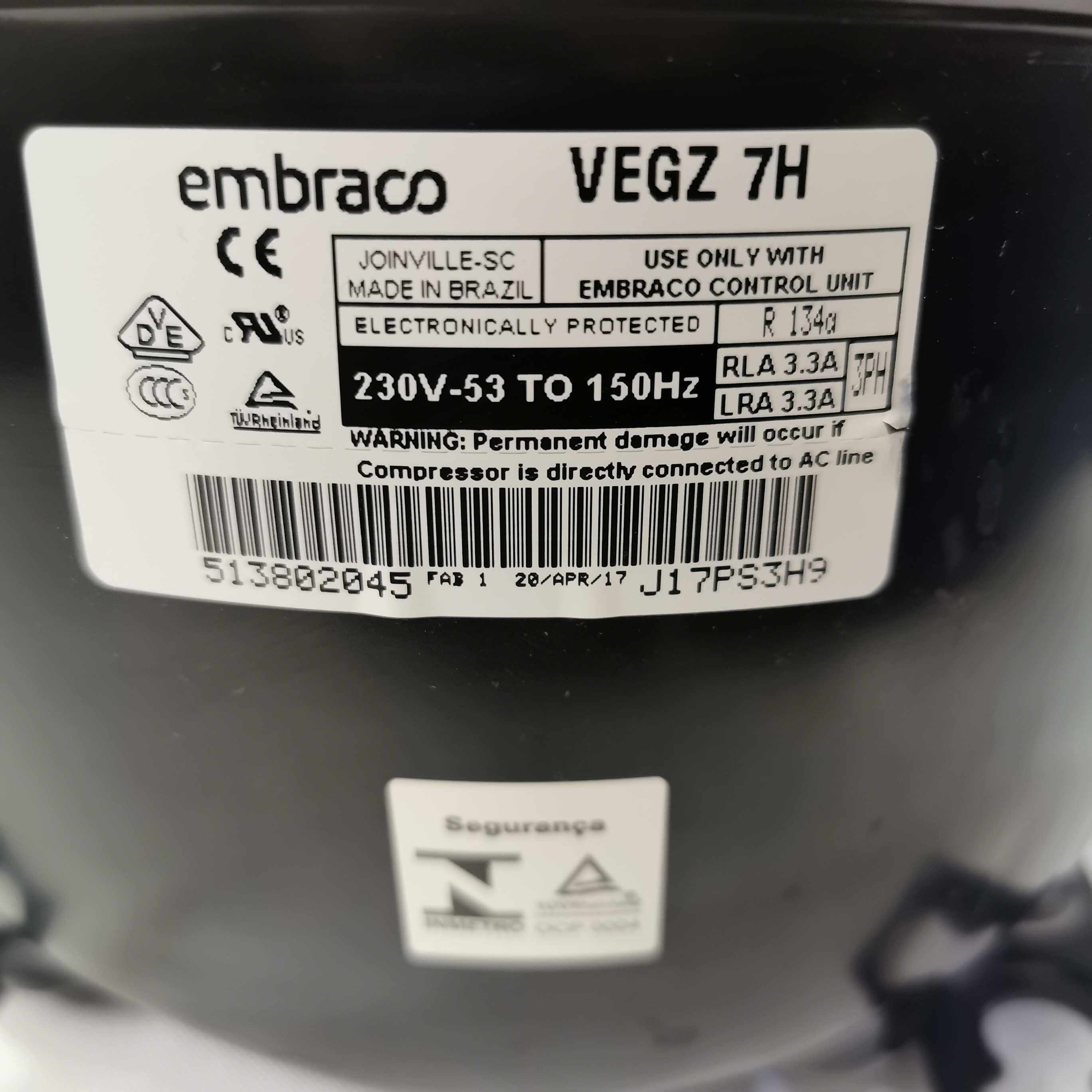 0060732714 refrigerator Enblaco R134a inverter compressor VEGY7H VEGZ7H