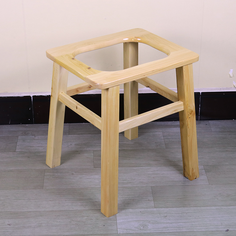Solid wood Elderly disabled pregnant woman shit toilet chair Foldable toilet Household cypress wooden stool