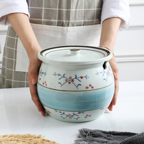 Loading Pig Oil Tank Ceramic Kitchen home with lid High temperature resistant Large-capacity Seasoning Tank Big Chili Oil Tank 3 catties 5 kg