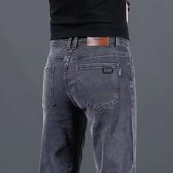 Stretch Men's Jeans, Straight-Leg, Loose, Casual Trousers, Stain-Resistant, Durable, Work Wear, Labor Protection Men's Pants, Trendy