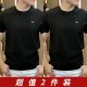 ຍີ່ຫໍ້ Trendy handsome ຂະຫນາດນ້ອຍ neckline ສັ້ນ ເສື້ອທີເຊີດຜູ້ຊາຍ summer texture slimming slim ເຄິ່ງແຂນເສື້ອຜູ້ຊາຍເທິງສໍາລັບໄວຫນຸ່ມແລະອາຍຸກາງ