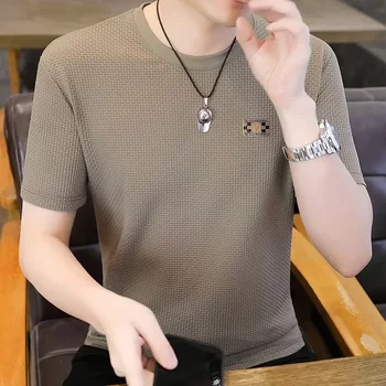 Bamboo mesh ice silk t-shirt men's short-sleeved round neck 2026 new half-sleeved men's bottoming shirt summer thin top men's t-shirt