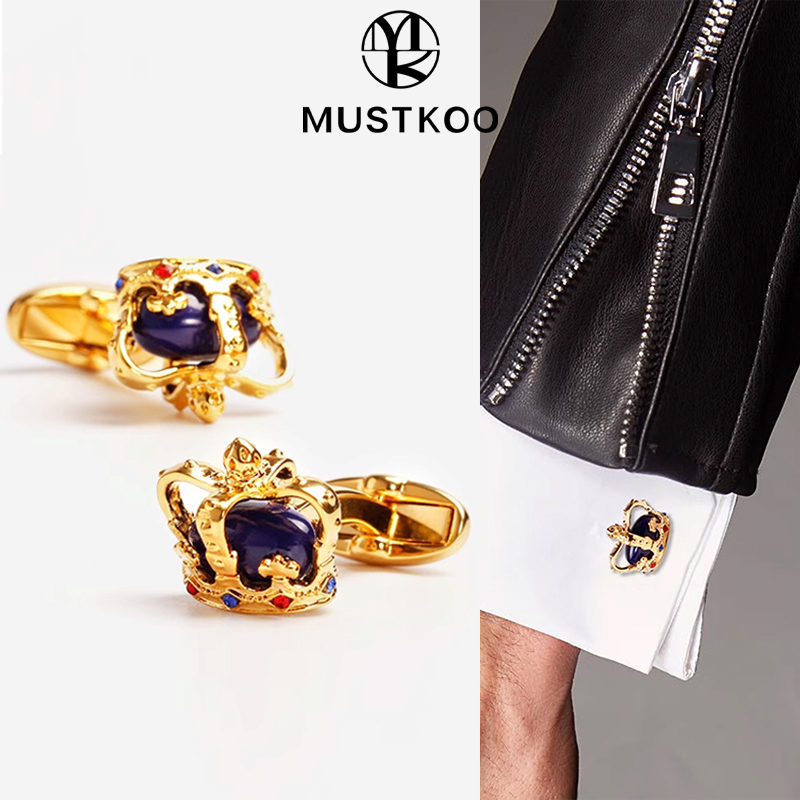 Mashidu Original Three-Dimensional Crown Lapis Lazuli Cufflinks, Light Luxury High-End Suit Brooch, Unisex Couple Engraving Gift Box Mashidu Original Three-Dimensional Crown Lapis Lazuli Cufflinks, Light Luxury High-End Suit Brooch, Unisex Couple Engraving Gift Box