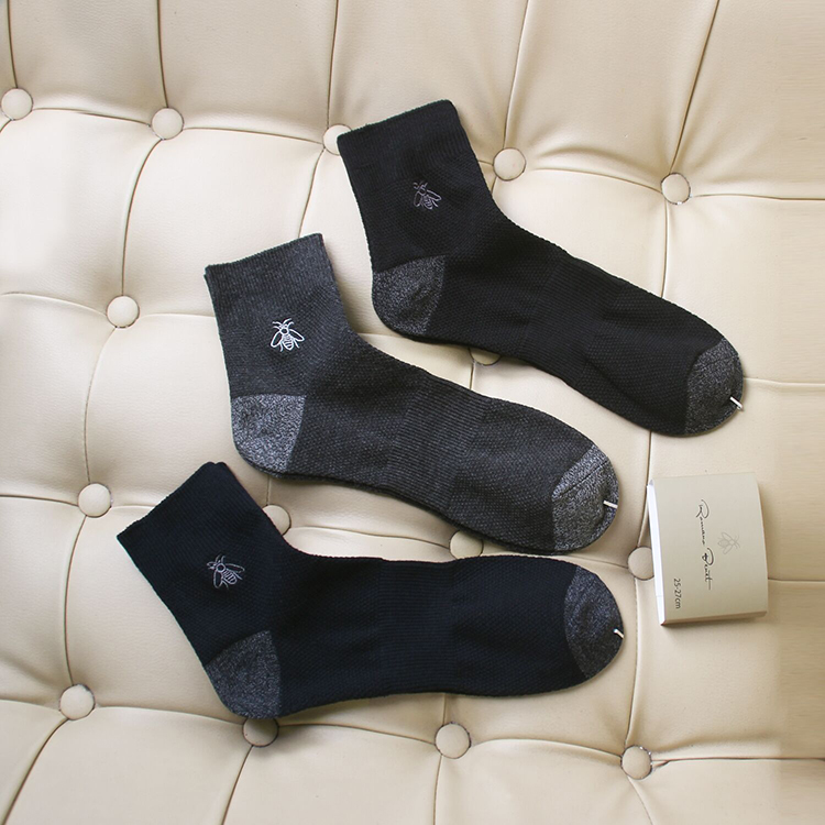 Very breathable outer single male embroidered osmanthus double needle Hygroscopic Perspiration Medium Cylinder Casual Sports Socks Triple Double Fit 4324-Taobao