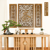 Dongyang wood carving hanging screen hanging painting tea room Chinese retro pendant porch strip screen solid wood antique carved blessing decorative painting