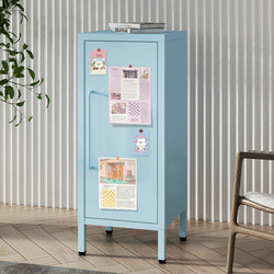 Wrought Iron Storage Cabinet in Cream Dopamine Style for Home Use, Modern Macaron Single-Door Cabinet for Living Room, Bedroom, and Balcony Storage