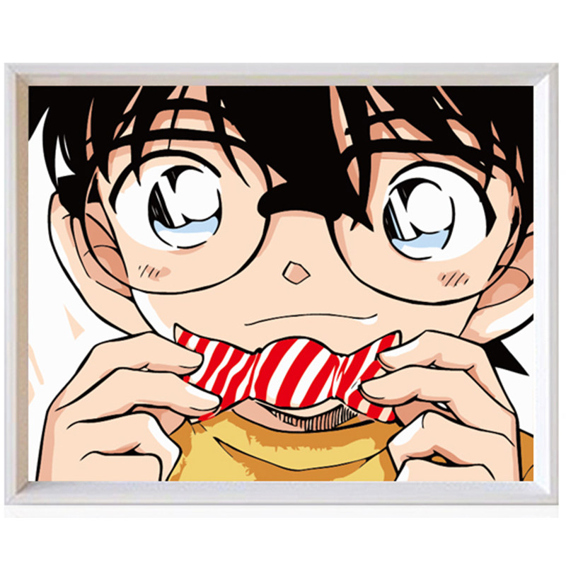 Digital Oil Painting Diy Children Puzzle Cartoon Hand Painting Charm Curnan Wisdom Famous Detective Curnan 30 * 40