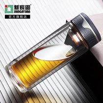 New home double-layer glass teacup heat insulation thickened mens water cup Business portable anti-scalding cup Car gift box