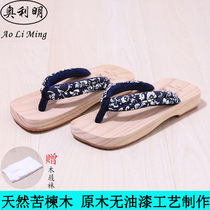 Oli Tomorrow Ben Wood Footwear Female herringbone wood slippers for men and women Couples summer home non-slip wooden shoes