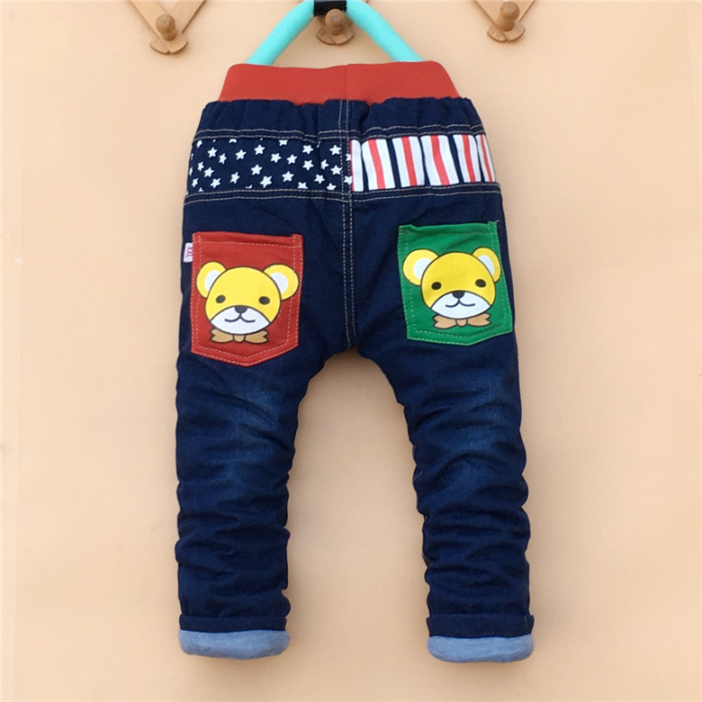 Quần trẻ em mùa đông phần 1-2-3-4-5-6 tuổi Quần bé trai mùa đông Quần jeans cộng với quần cotton trẻ em quần jean lưng thun cho bé