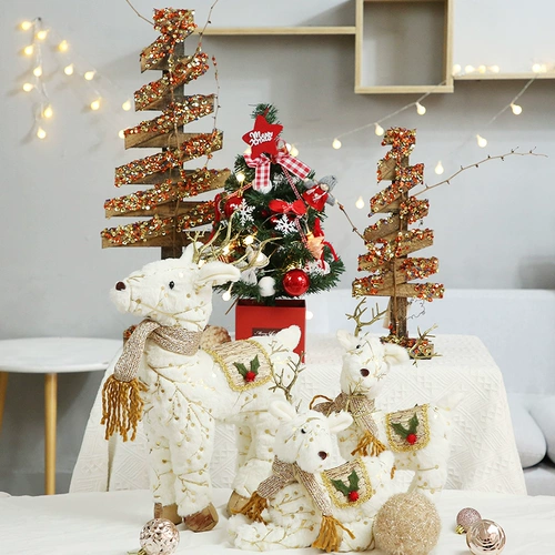 Рождественские украшения снеговик плюшевый окно кукол красиво