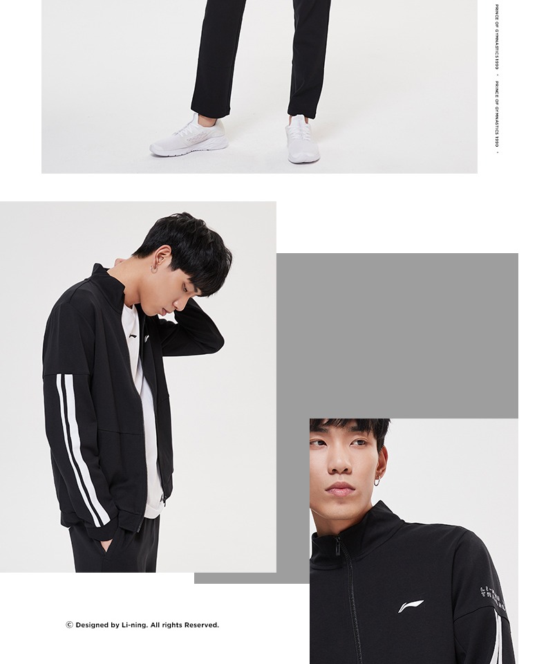 Áo khoác nam Li Ning 2019 mới cotton cotton dài tay đứng cổ áo len mùa thu áo thể thao AWDP453 - Thể thao lông cừu / jumper áo thun dài