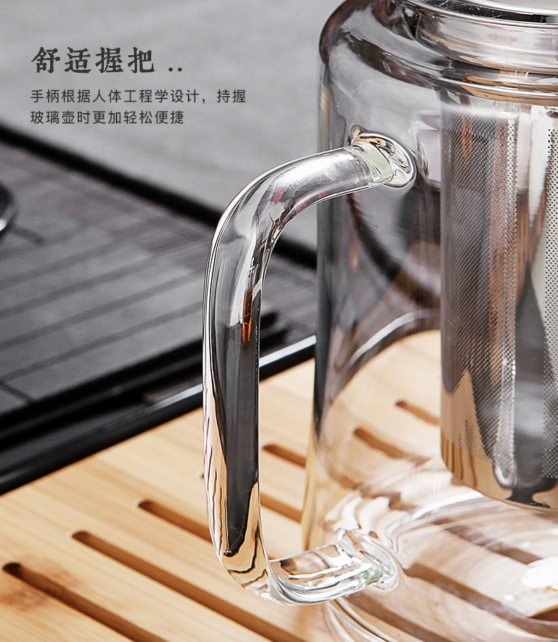 雅风玻璃茶壶家用耐高温透明花茶煮泡茶壶小号可加热过滤茶具套装 虎窝淘