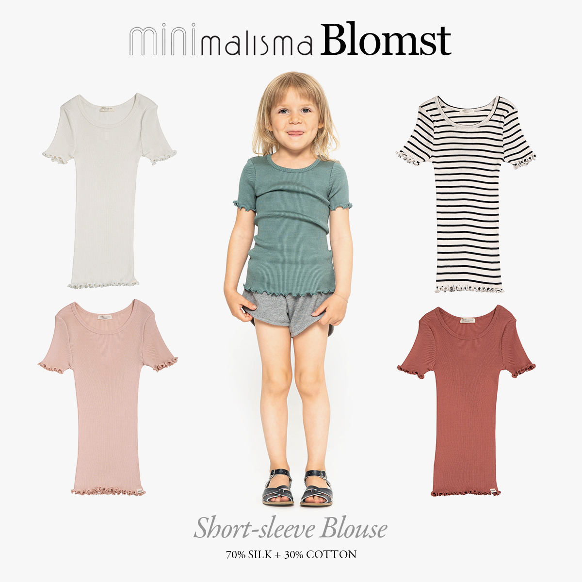 ★ Blomste minimalisma baby silk cotton soft and elastic knife short sleeve T-shirt