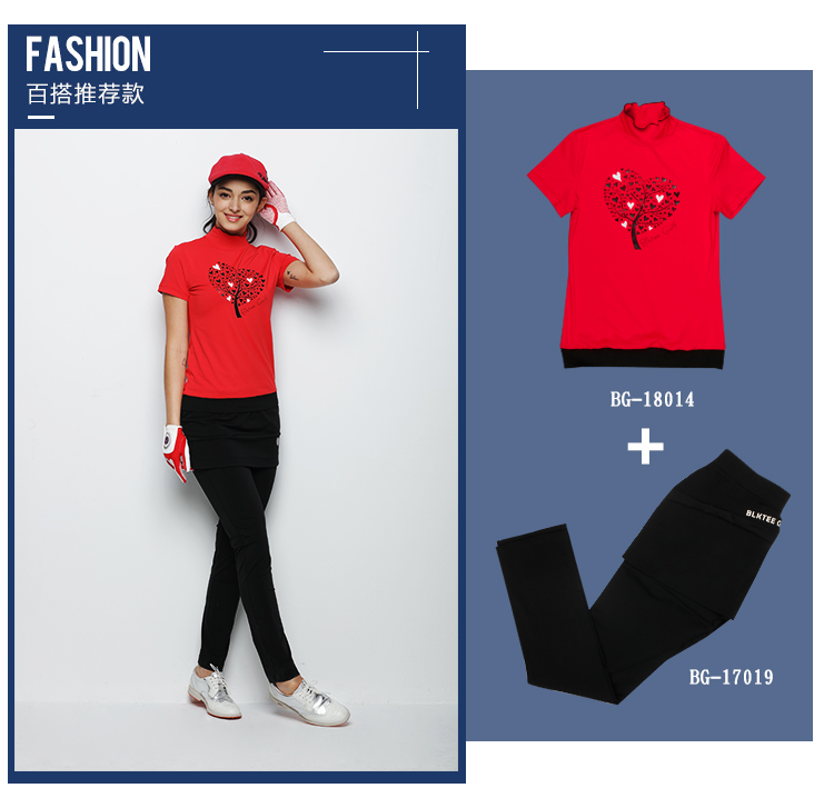 BG golf quần áo nữ ngắn tay T-Shirt mùa xuân và mùa hè thở nhanh khô sóng nhỏ đứng cổ áo của phụ nữ stretch T-Shirt 	túi đựng gậy golf giá rẻ