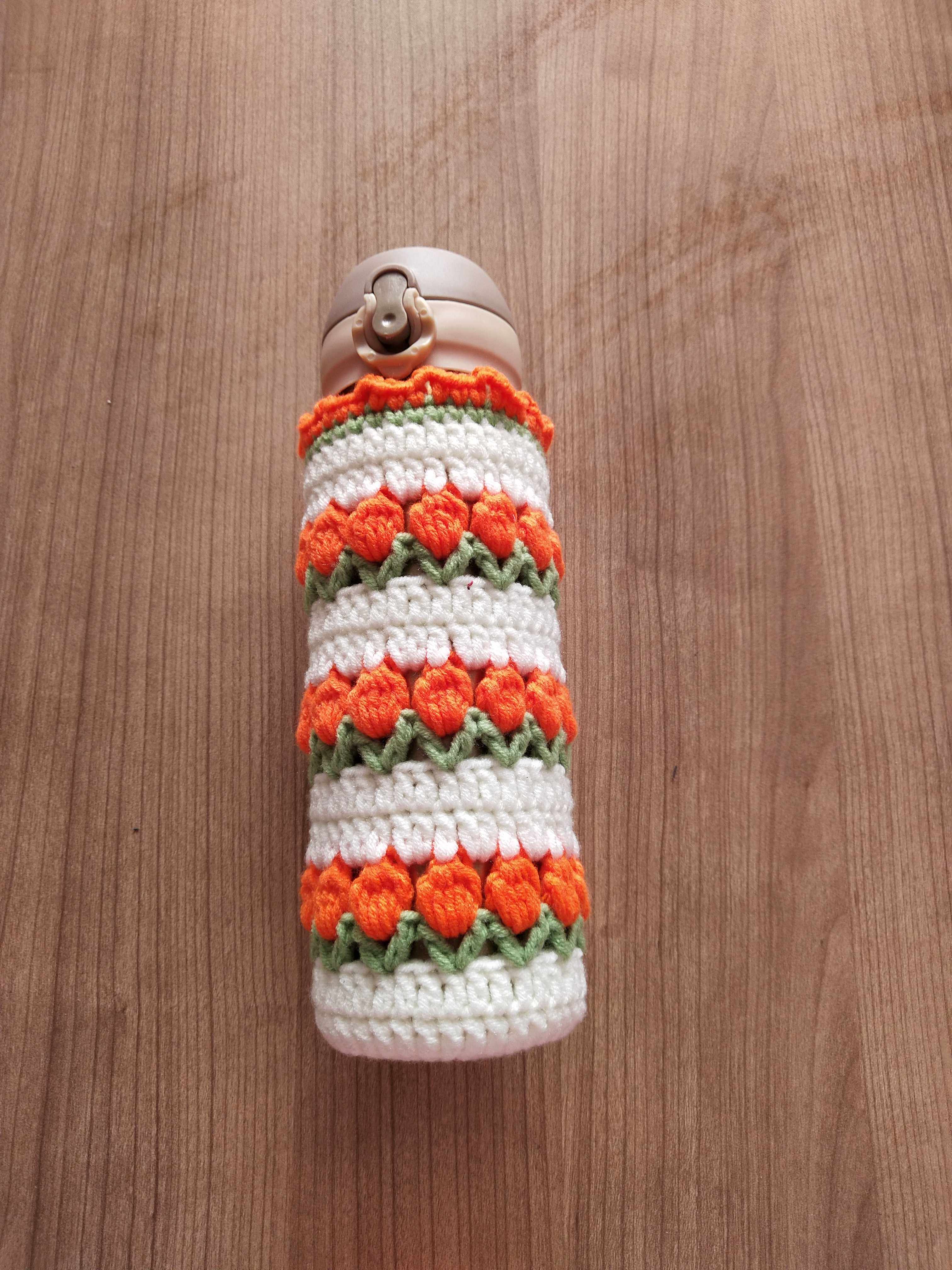 Handmade crochet wool tulip cup set creative thermos cup with portable cupboard magician universal 400-500ml