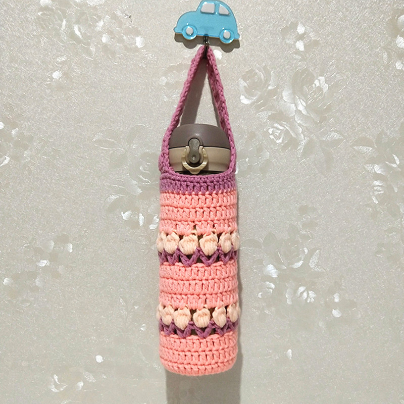 Handmade crochet wool tulip cup set creative thermos cup with portable cupboard magician universal 400500ml