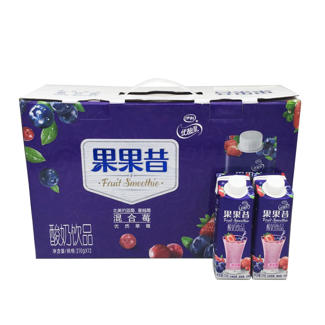 Yiliyou Yogurt Smoothie Yogurt Drink 210g*12 bottles Mixed berries(Blueberry Cranberry strawberry)