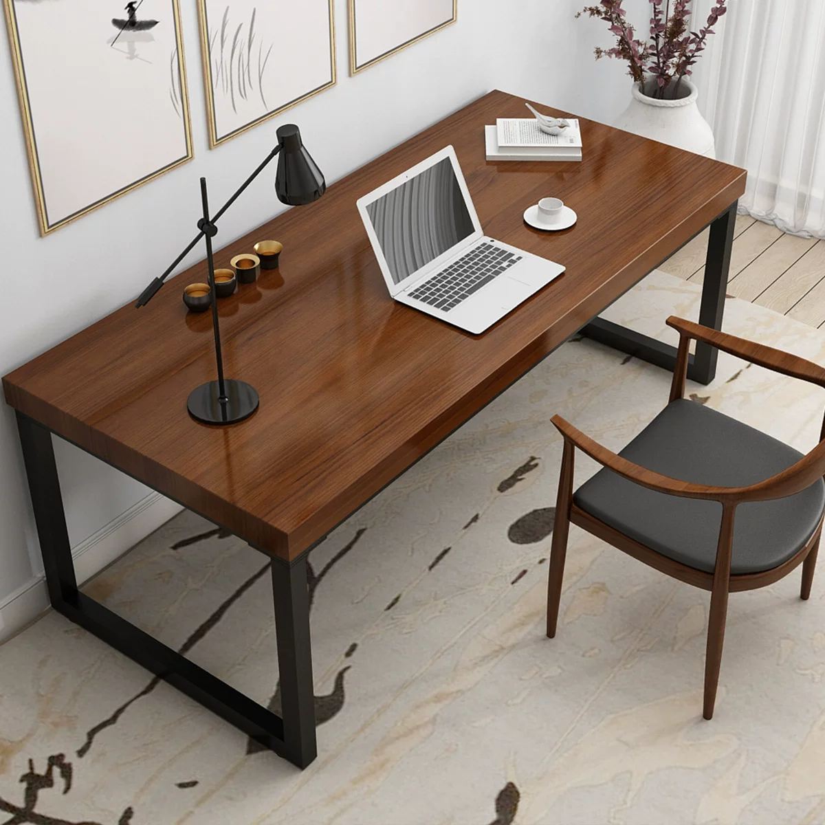 Solid wood computer desk table table -type e -sports table workbench writing office calligrapher small bedroom double desk