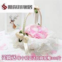 Wedding flower basket bride lace wedding scattering flowers bridesmaids scattering flowers creative wedding flower girl portable basket props