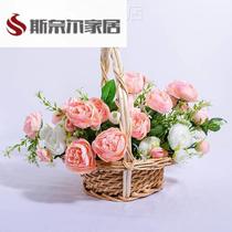 Willow and rattan flower basket dance props dance basket flower basket wedding small flower basket portable living room flower arrangement woven basket