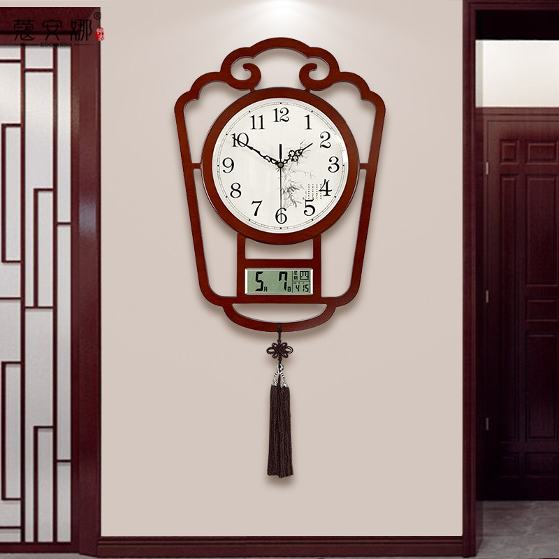 New Chinese lunar calendar hanging clock Living room hanging wall Decorative Clock Home Silent Creativity Brief Atmospheric Quartz Clock Watch