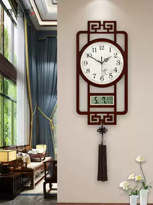 New Chinese wall clock living room home punch-free calendar wall wall clock when clock atmospheric simple fashion mute quartz clock