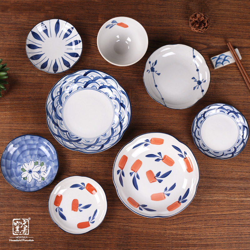 盘子创意个性陶瓷釉下彩家用日式餐具点心碟寿司盘饭盘深汤盘菜盘