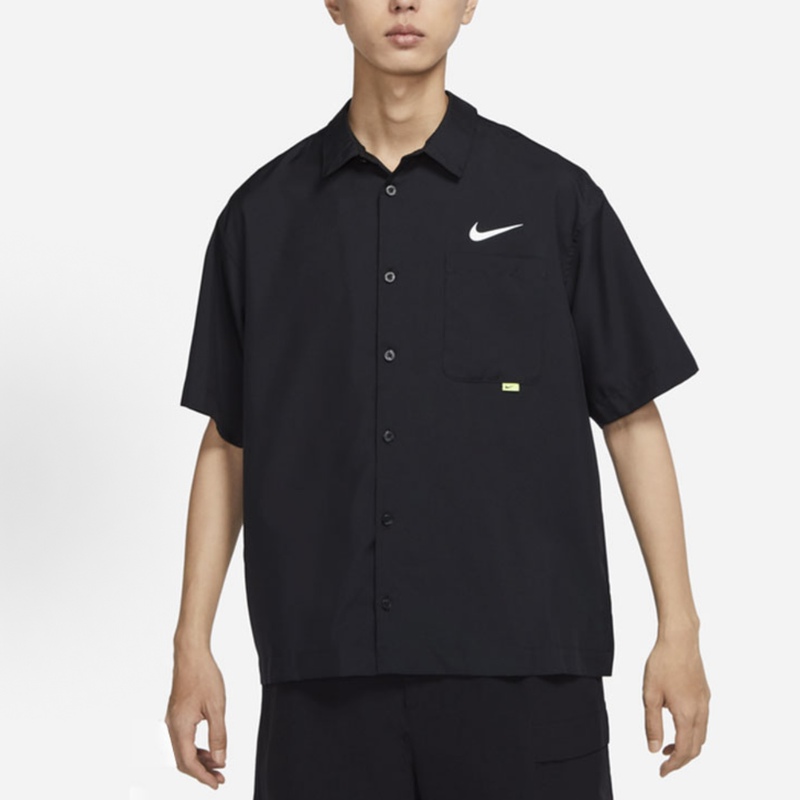 Nike Men's Swoosh Casual Sports Printed Loose Breathable Lapel Short Sleeve Shirt Dx6308-010 Nike Men's Swoosh Casual Sports Printed Loose Breathable Lapel Short Sleeve Shirt Dx6308-010