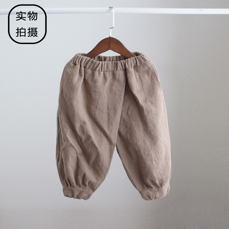 New spring and autumn Korean version of the boys' harem pants beam pants tide baby loose children's big butt cotton and linen casual trousers