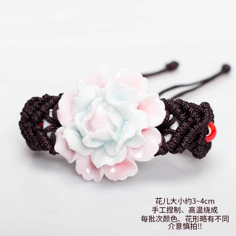 Jingdezhen ceramic arts and crafts wholesale pinch flower bracelet luoyang peony bracelets many bracelets