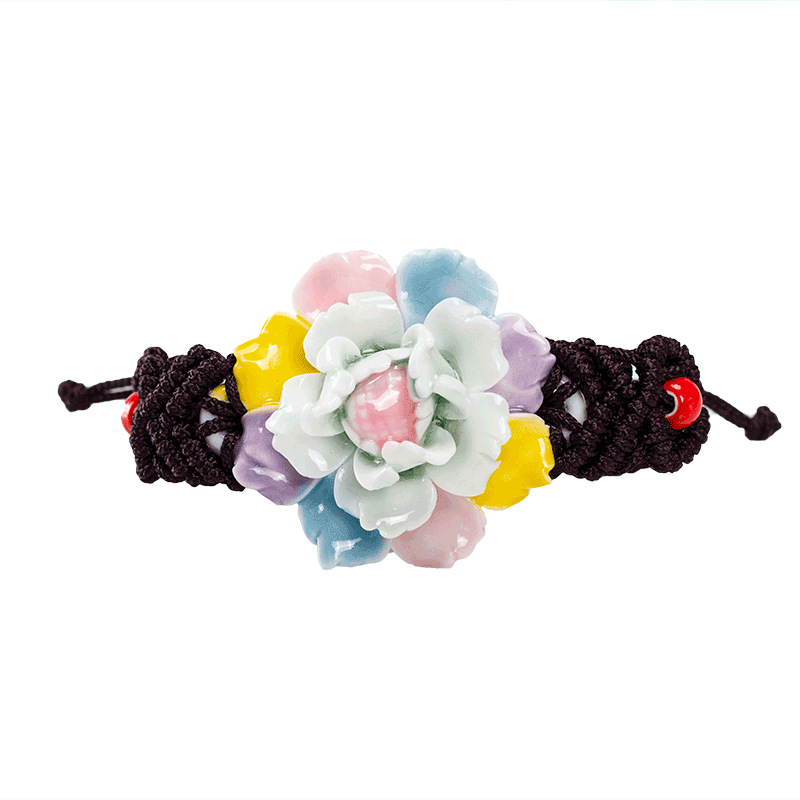 Jingdezhen ceramic arts and crafts wholesale pinch flower bracelet luoyang peony bracelets many bracelets