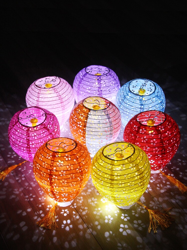 Holiday decorations Diamond hollow lantern Plum Blossom projection portable paper lantern Kindergarten dance photography props