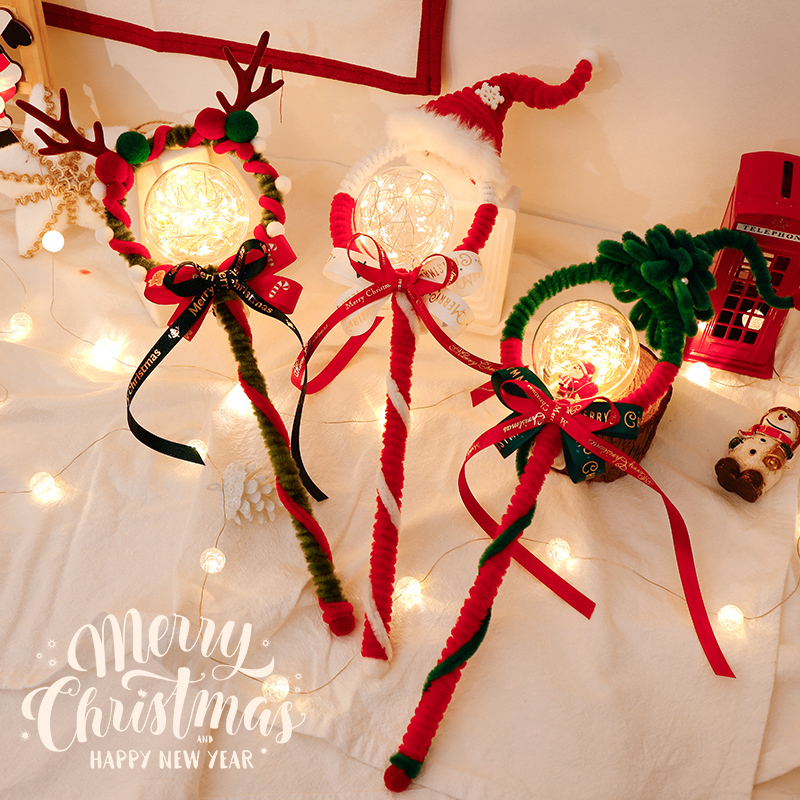 Christmas Magic Wand Finished Product Glowing Creative Twist Stick DIY Handmade Christmas Hat Holiday Decoration Atmosphere Gift