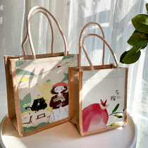 Cute canvas bag ladies shopping Hand bag students portable large capacity lunch bag artifact lunch box Bento bag