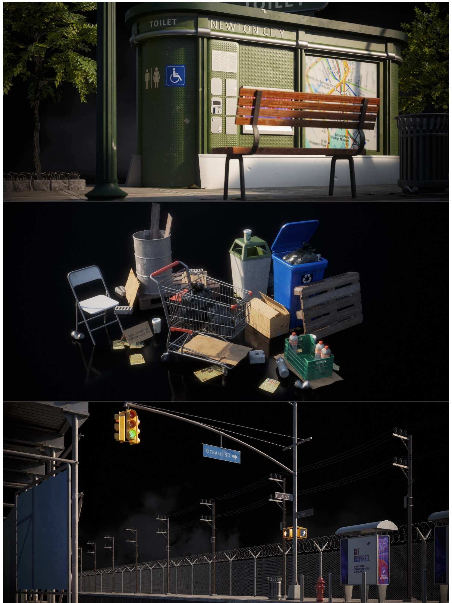 图片[4]-blender OBJ C4D FBX MAX城市街道便利店建筑车站3D模型素材 A222-cg男孩