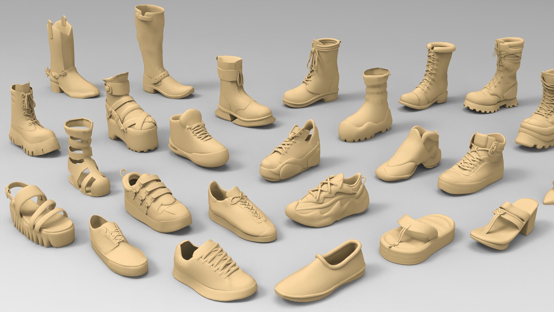 图片[3]-25款运动鞋靴子模型blender C4D MAYA OBJ FBX max布鞋高跟鞋拖鞋-cg男孩