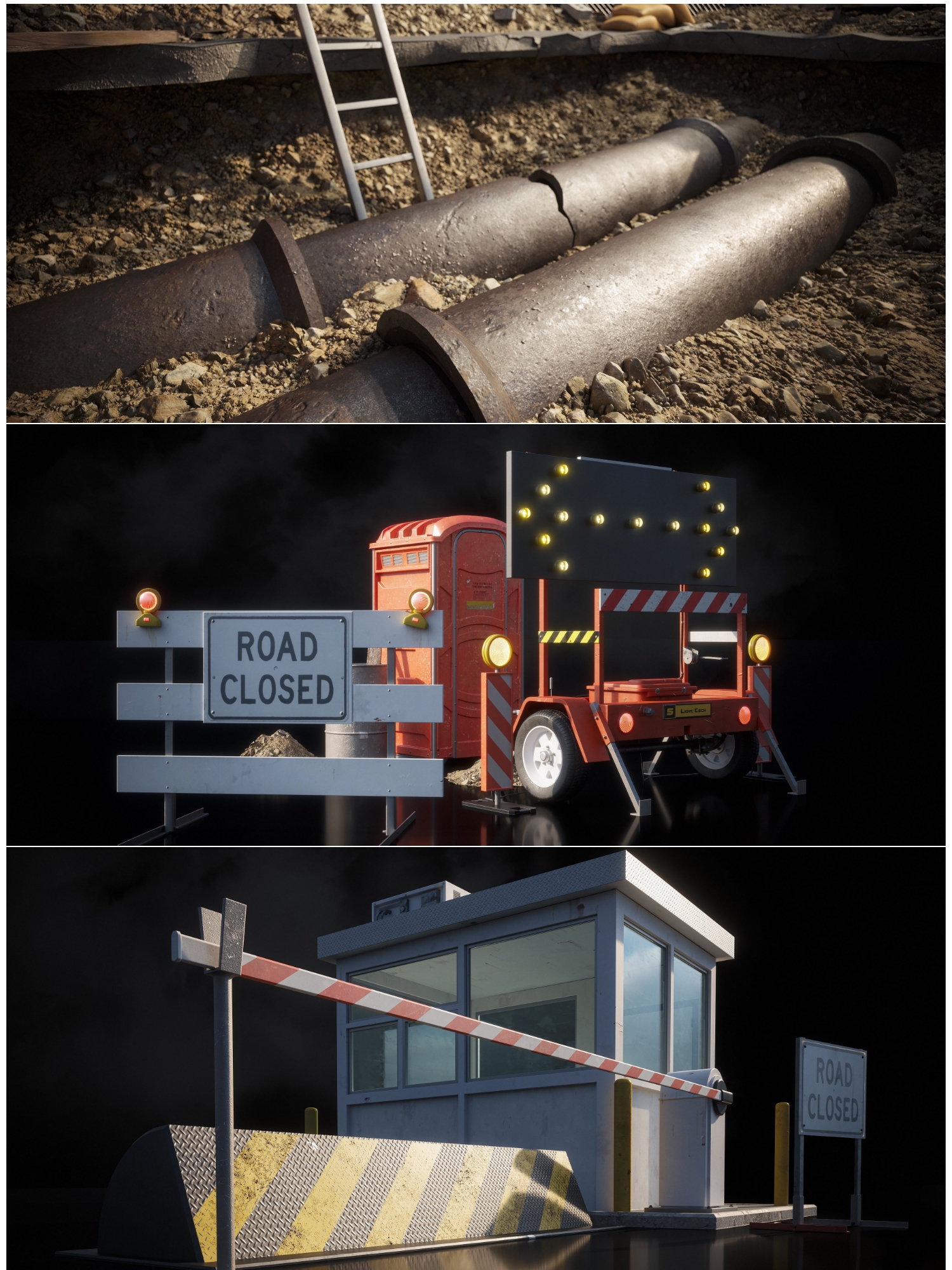 图片[3]-blender OBJ C4D FBX MAX城市街道便利店建筑车站3D模型素材 A222-cg男孩