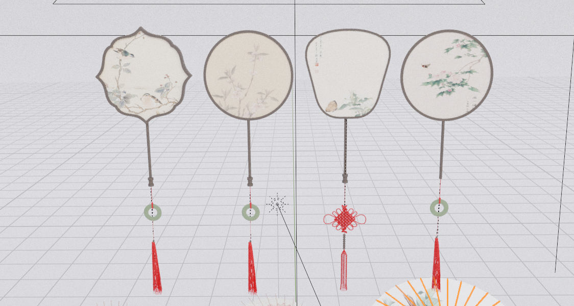 图片[4]-c4d/blender油纸伞模型团扇古典新中式雨伞素材OBJ/FBX/MAYA建模-cg男孩