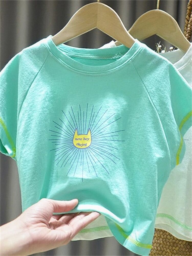 Otles Clearance Barn Men And Women Children Cartoon Short Sleeve Loose Brief About 100 Hitch Pure Cotton T-shirt Kiddie Half Sleeve Blouse-Taobao