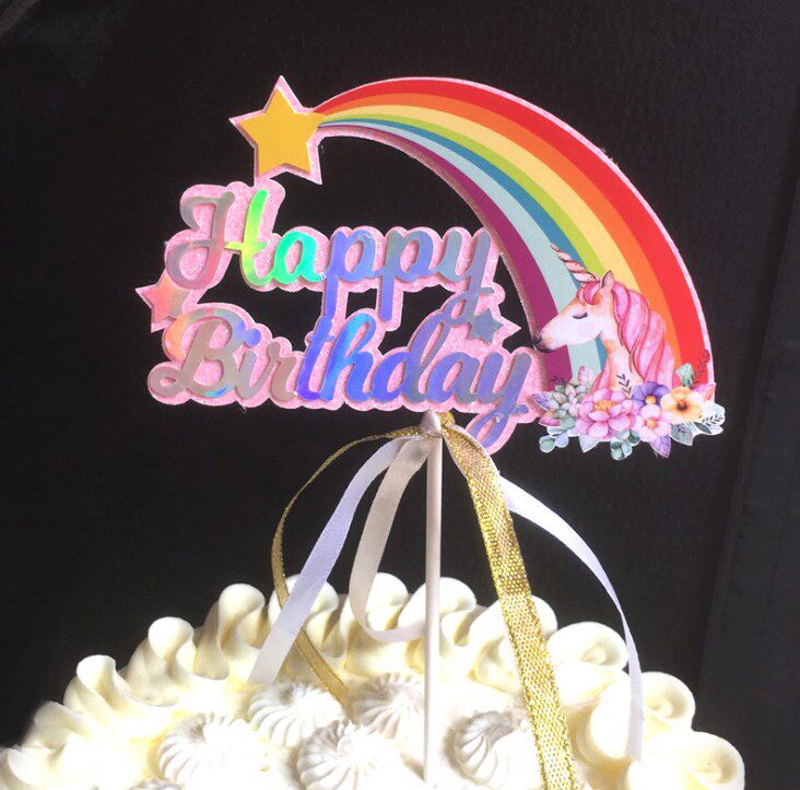 Cake Decoration Creative Rainbow Birthday Cake Plugin Summer Gorgeous Rainbow Baking Party Decorations