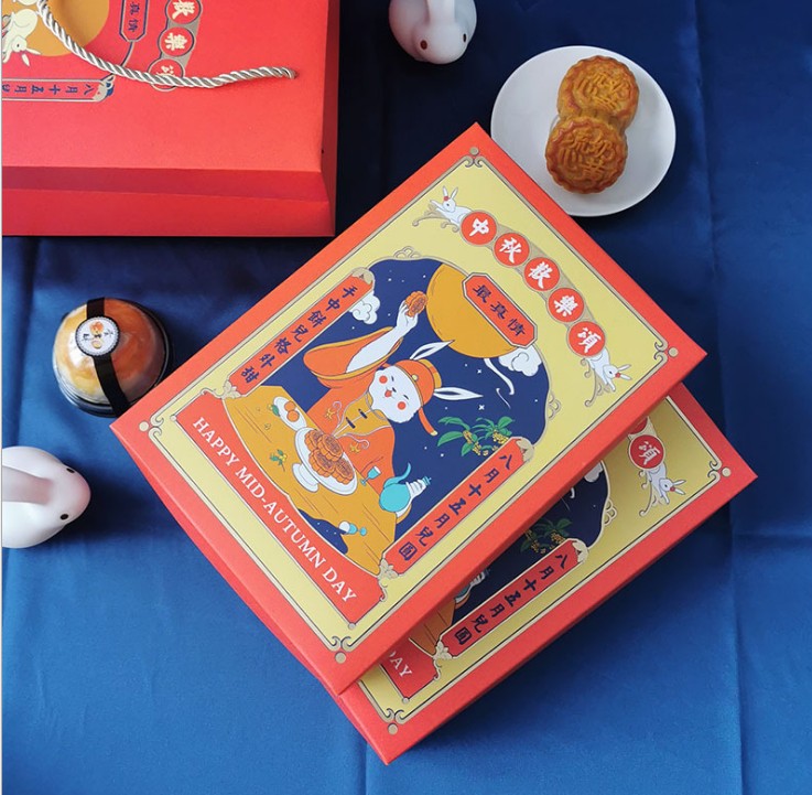 Mid-autumn moon cake box custom creative tote bag 6 ice skin flow moon cake packaging box egg yolk crisp gift box