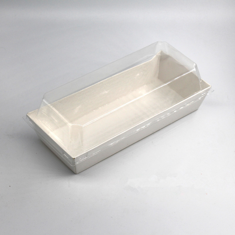 Transparent rectangular paper plastic box cake baking packaging box plastic egg roll case West point biscuit sandwich paper box